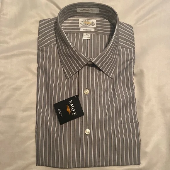 Eagle Shirtmakers Shirts | Collared Dress Shirt | Color: Gray/White | Size: 17 | Cathyferraro312's Closet
